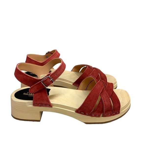 NWT Swedish Hasbeens New Braided Sandals 39 / 9 Rost Rust Suede Leather - Picture 2 of 11